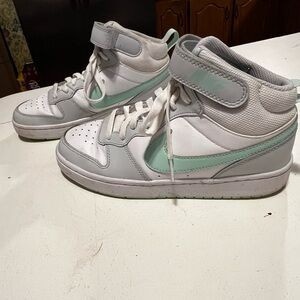 Nike Green and White Athletic High-Top Sneakers